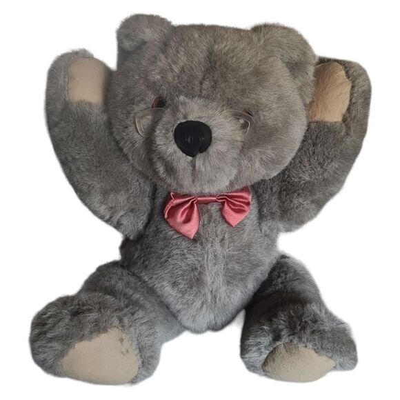 Applause 1986 Vintage Teddy Bear Plushy Toy Gray Glasses 80s 11 inches - Picture 4 of 6